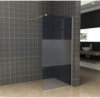 Wiesbaden Slim inloopdouche 120x200cm 8mm nano glas gedeeltelijk mat rookglas messing sw295910/sw373481 Messing (Goud)