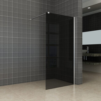 Wiesbaden Slim - Inloopdouche / Douchewand - 120x200 - Rookglas - Antikalk - 8mm Veiligheidsglas - Excl. Stabilisatiestang en Profielset