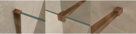 Wiesbaden Slim Profielset met Stabilisatiestang voor Slim Inloopdouches - 120cm - Geborsteld Brons Koper