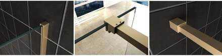 Wiesbaden Slim Profielset met Stabilisatiestang voor Slim Inloopdouches - 120cm - Geborsteld Messing