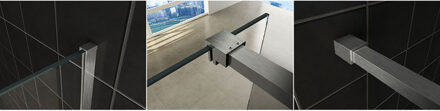 Wiesbaden Slim Profielset met Stabilisatiestang voor Slim Inloopdouches - 120cm - Geborsteld Staal