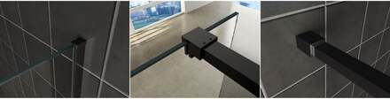 Wiesbaden Slim Profielset met Stabilisatiestang voor Slim Inloopdouches - 120cm - Mat Zwart