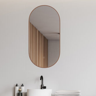 Wiesbaden Spiegel Wiesbaden Nomi Ovaal Met LED en Spiegelverwarming 50x100 cm Geborsteld Brons Koper