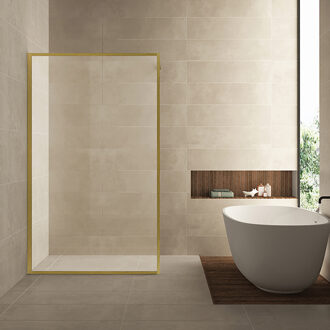 Wiesbaden Square Inloopdouche 120x200 cm - Nano Helder Glas & Geborsteld Messing