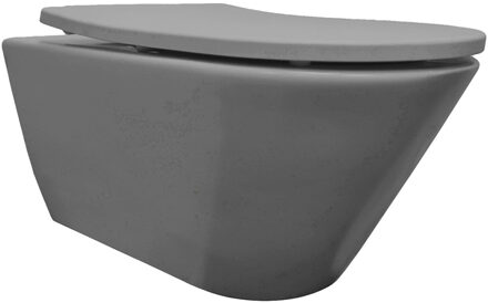 Wiesbaden Stereo Rimless Wandcloset met Shade Toiletzitting - Mat Grijs