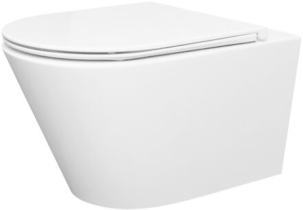 Wiesbaden Stereo Wandcloset Rimless met Flatline Toiletzitting - Softclose en Quick Release - Glans Wit