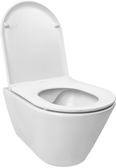 Wiesbaden Stereo Wandcloset Rimless met Flatline Toiletzitting - Softclose en Quick Release - Mat Wit
