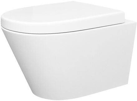 Wiesbaden Stereo Wandcloset Rimless met Vesta Toiletzitting - Softclose en Quick Release - Glans Wit