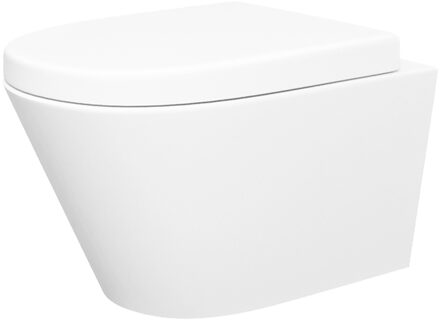 Wiesbaden Stereo Wandcloset Rimless met Vesta Toiletzitting - Softclose en Quick Release - Mat Wit