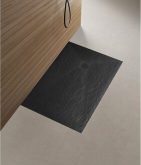 Wiesbaden Stonea Douchebak - Antislip - Composiet - 900x1400x30mm - Inkortbaar - Mat Zwart