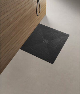 Wiesbaden Stonea Douchebak - Antislip - Composiet - 900x900x30mm - Inkortbaar - Mat Zwart