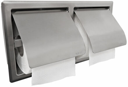 Wiesbaden Sunk Dubbele Inbouw Toiletrolhouder met Klep - RVS
