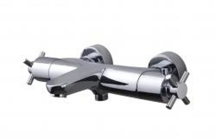 Wiesbaden thermostaat badmengkraan Cross met kruisknoppen in chroom look