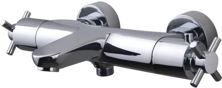 Wiesbaden thermostaat badmengkraan Cross met kruisknoppen in chroom look