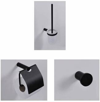 Wiesbaden Toilet Accessoires Set Mat Zwart