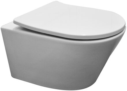 Wiesbaden Toiletpot Hangend Wiesbaden Vesta 52cm Diepspoel Wandcloset Rimless Met Wit Shade Zitting