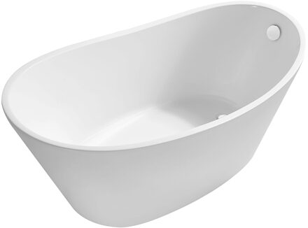 Wiesbaden Trapeze Vrijstaand Ligbad - 150x72cm - Acryl Glans Wit met Waste Glans Wit