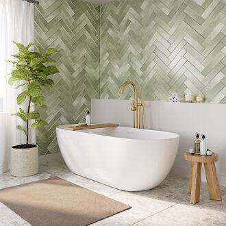 Wiesbaden Trens Vrijstaand Ligbad - 180x80cm - Acryl - Glans Wit - Met Waste