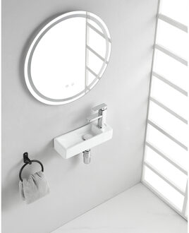 Wiesbaden Trim - Mini Fontein - Rechts - 38x14x8cm - Keramiek - Glans Wit