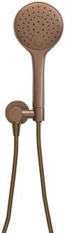 Wiesbaden UniMatch - Handdoucheset met Handdouche - 3 standen - 12cm diamater - Doucheslang en Wandaansluitbocht - Geborsteld Brons Koper