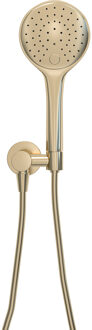 Wiesbaden UniMatch - Handdoucheset met Handdouche - 3 standen - 12cm diamater - Doucheslang en Wandaansluitbocht - Geborsteld Messing