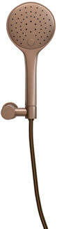 Wiesbaden UniMatch - Handdoucheset met Handdouche - 3 standen - 12cm diamater - Doucheslang en Wandhouder - Kantelbaar - Geborsteld Brons Koper