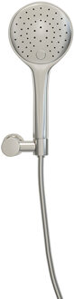 Wiesbaden UniMatch - Handdoucheset met Handdouche - 3 standen - 12cm diamater - Doucheslang en Wandhouder - Kantelbaar - Geborsteld Staal