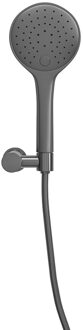 Wiesbaden UniMatch - Handdoucheset met Handdouche - 3 standen - 12cm diamater - Doucheslang en Wandhouder - Kantelbaar - Gunmetal