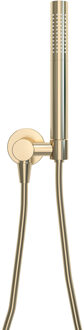 Wiesbaden UniMatch - Handdoucheset met Staafhanddouche - 1 stand - Doucheslang en Wandaansluitbocht - Geborsteld Messing