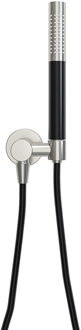 Wiesbaden UniMatch - Handdoucheset met Staafhanddouche - 1 stand - Doucheslang en Wandaansluitbocht - Geborsteld Staal/Mat Zwart