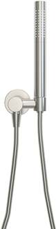 Wiesbaden UniMatch - Handdoucheset met Staafhanddouche - 1 stand - Doucheslang en Wandaansluitbocht - Geborsteld Staal