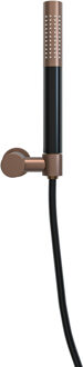 Wiesbaden UniMatch - Handdoucheset met Staafhanddouche - 1 stand - Doucheslang en Wandhouder - Kantelbaar - Geborsteld Brons Koper/Mat Zwart