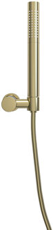 Wiesbaden UniMatch - Handdoucheset met Staafhanddouche - 1 stand - Doucheslang en Wandhouder - Kantelbaar - Geborsteld Messing