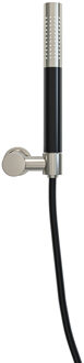 Wiesbaden UniMatch - Handdoucheset met Staafhanddouche - 1 stand - Doucheslang en Wandhouder - Kantelbaar - Geborsteld Staal/Mat Zwart