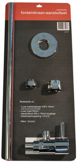 Wiesbaden universele toiletkraan-aansluitset in blister, chroom