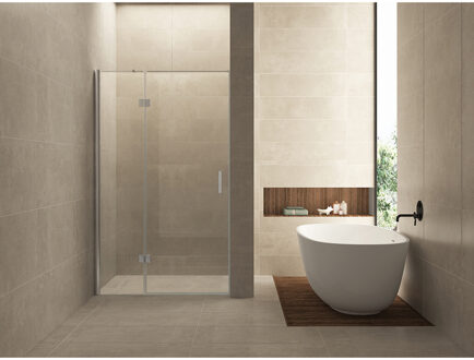 Wiesbaden Vaz Nisdeur Met Vast Deel - 1400x2000x8mm - NANO - Helder Glas/Chroom