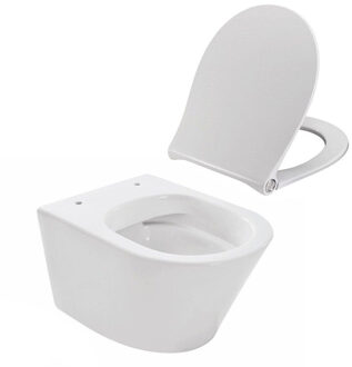 Wiesbaden Vesta junior spoelrandloos wandcloset 47cm met softclose en quickrelease zitting wit 32.3433