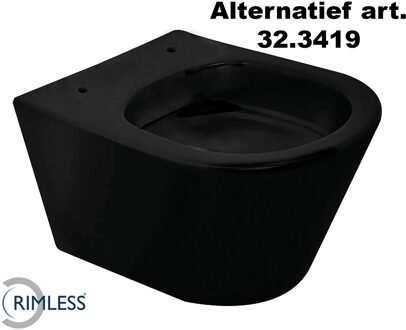 Wiesbaden Vesta Junior Wandcloset Rimless Verkort - Mat Zwart