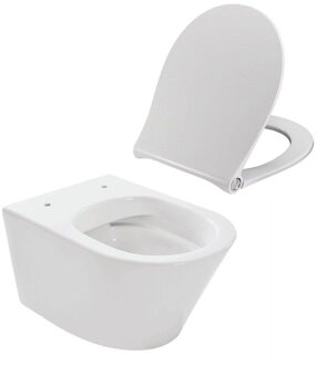 Wiesbaden Vesta spoelrandloos wandcloset 52cm diepspoel met softclose en quickrelease zitting wit 32.3450