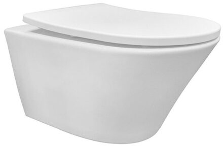 Wiesbaden Vesta Tornado flush wandcloset rimless met nano coating met Shade slim toiletzitting softclose en quick release glans wit 32.2510 Wit glans