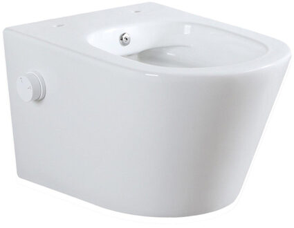 Wiesbaden Vesta wandcloset rimless met bidetkraan koud water glans wit 32.3540 Wit glans