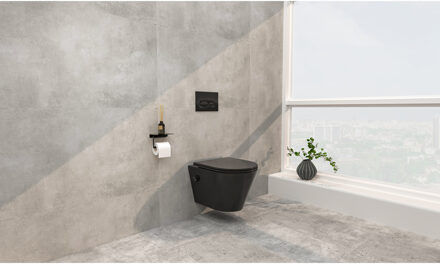 Wiesbaden Vesta Wandcloset Rimless met Bidetkraan - Koud Water - met Flatline Toiletzitting - Mat Zwart