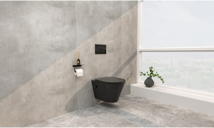 Wiesbaden Vesta Wandcloset Rimless met Bidetkraan - Koud Water - met Shade Slim Toiletzitting - Mat Zwart