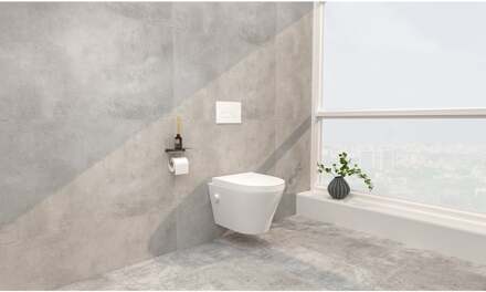 Wiesbaden Vesta Wandcloset Rimless met Bidetkraan - Koud Water - met Vesta Toiletzitting - Mat Wit
