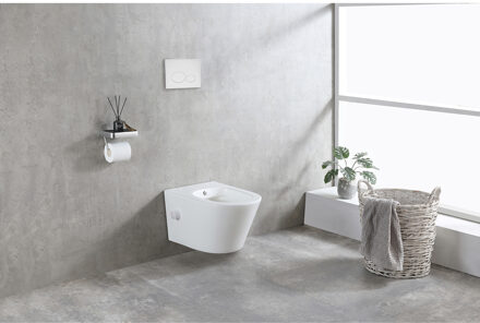 Wiesbaden Vesta Wandcloset Rimless met Bidetkraan - Warm/Koud Water - Mat Wit
