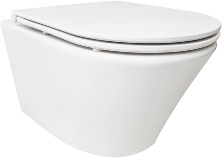 Wiesbaden Vesta Wandcloset Rimless met Flatline Toiletzitting - Softclose en Quick Release - Mat Wit