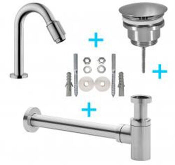 Wiesbaden Victoria fonteinkraan met afvoer, geborsteld staal