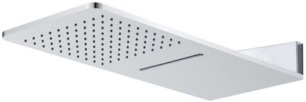 Wiesbaden Vierkante Wandhoofddouche met Watervaluitloop - Chroom - 60x2.5cm