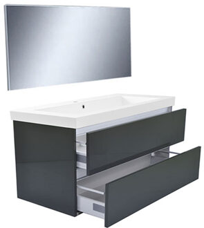 Wiesbaden Vision Meubelset Inclusief Spiegel - 100cm - Hoogglans Grijs