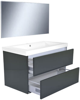 Wiesbaden Vision Meubelset Inclusief Spiegel - 80cm - Hoogglans Grijs